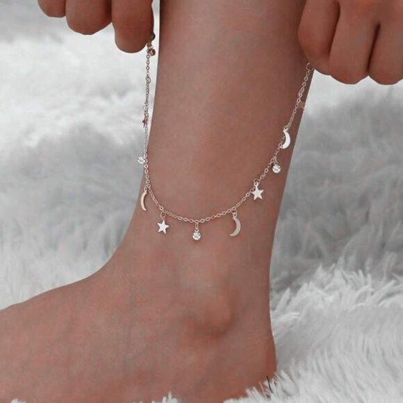 Gold Moon & Star Anklet - Picture 2 of 2